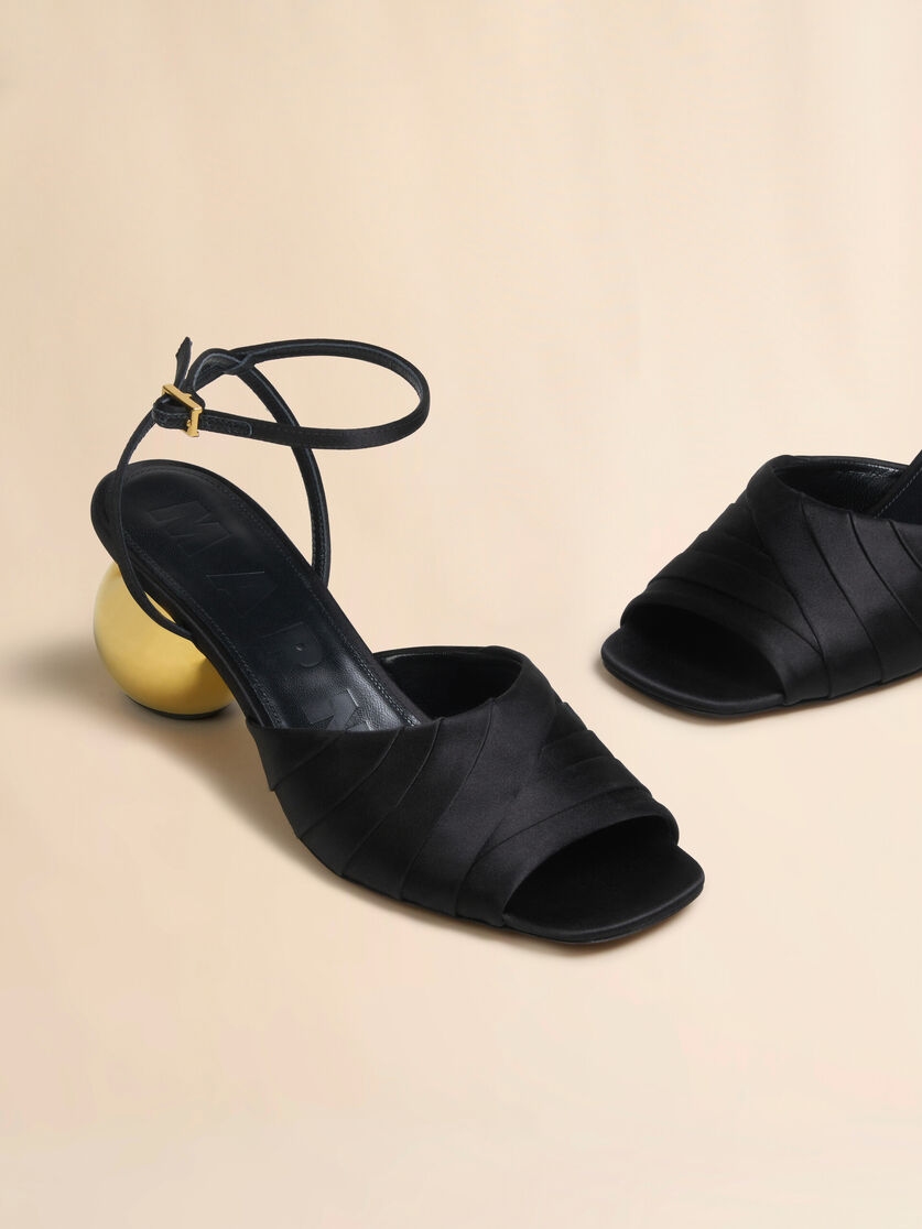 Stutterheim X Marni Black Folded Satin Sandal With Spherical Heel