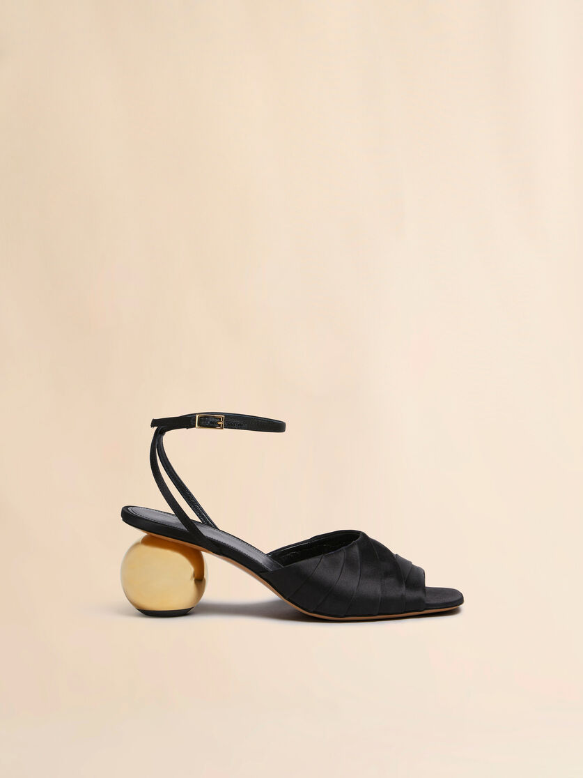 stutterheim x marni Black folded satin sandal with spherical heel