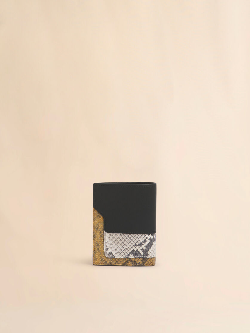 Stutterheim X Marni Black Gray And Brown Leather Bifold Wallet