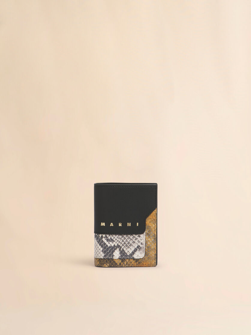 stutterheim x marni Black gray and brown leather bifold wallet