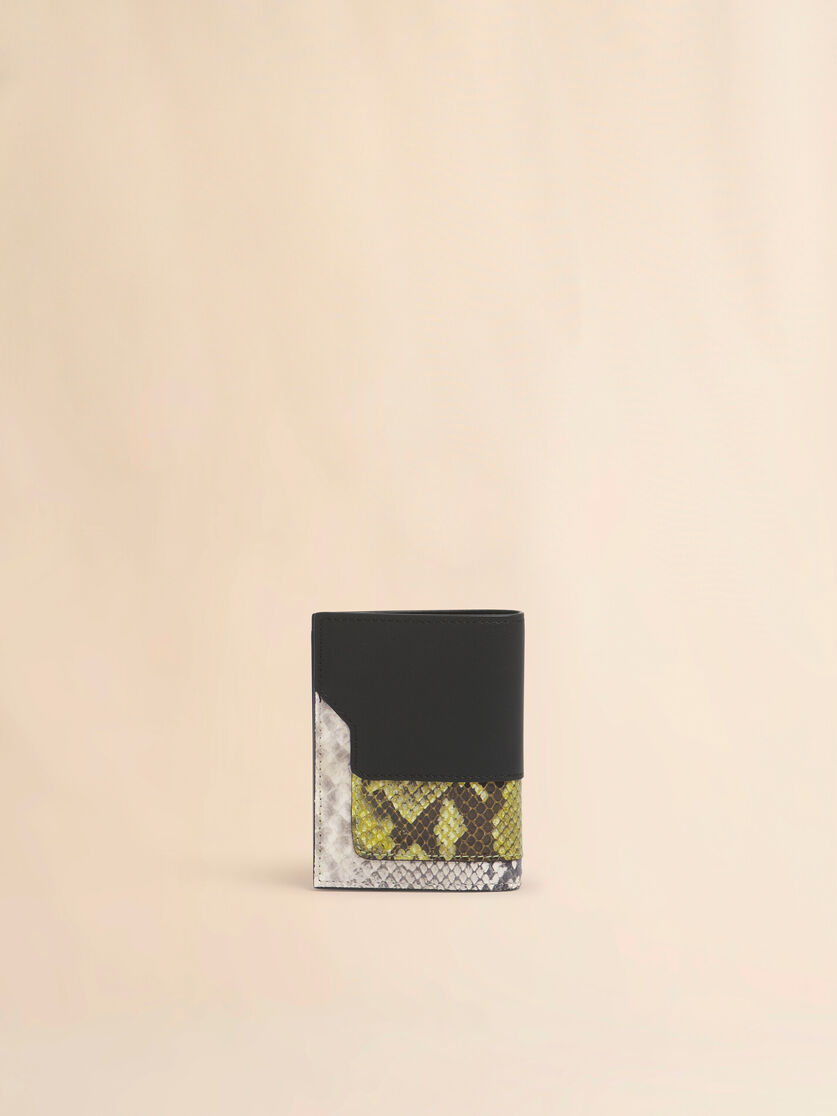 Stutterheim X Marni Black Green And Gray Leather Bifold Wallet