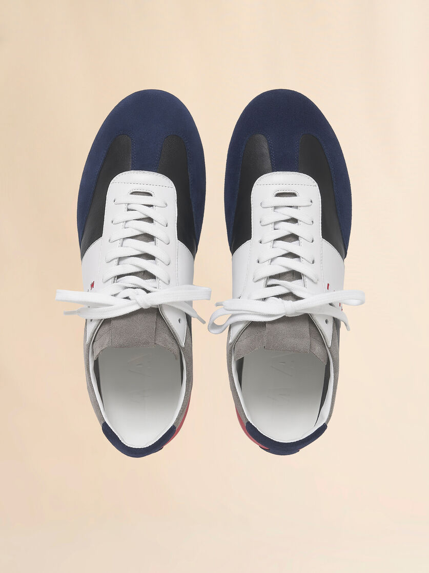 Stutterheim X Marni Black Leather And Multicolour Suede Softy Soccer Sneaker