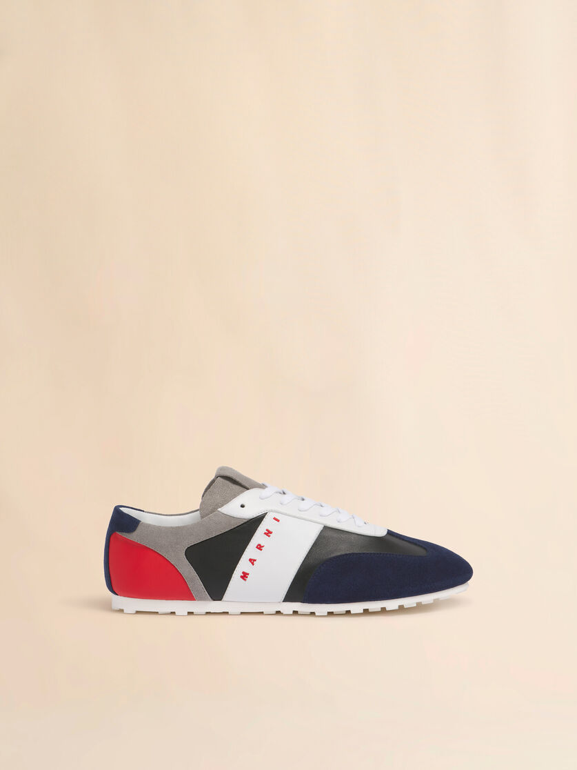 stutterheim x marni Black leather and multicolour suede Softy Soccer sneaker