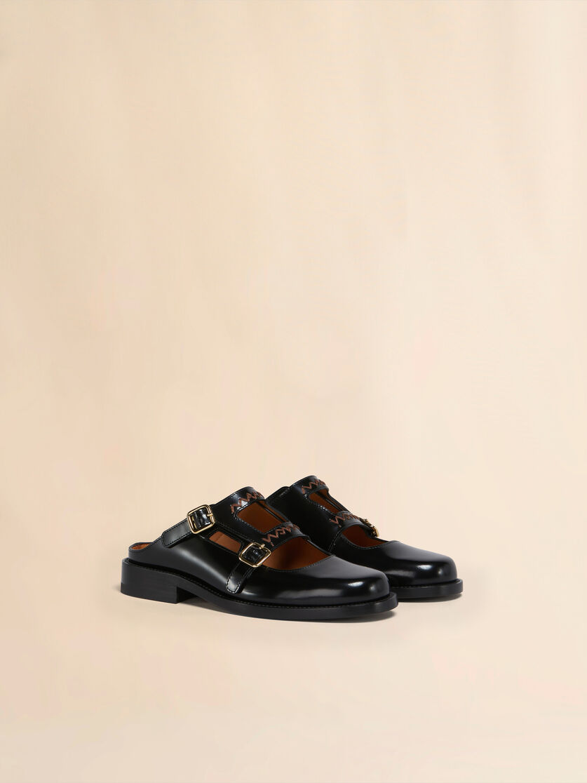 Stutterheim X Marni Black Leather Bambi 3.0 Loafer With Double Buckle