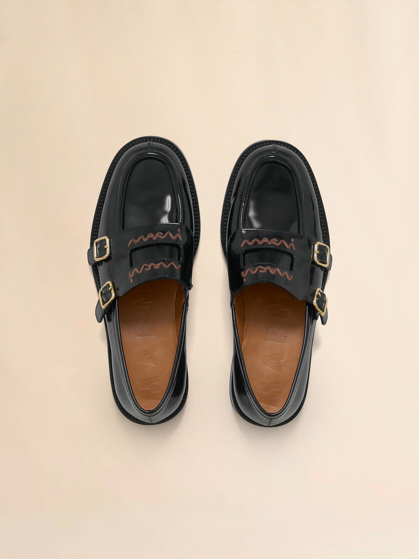 Stutterheim X Marni Black Leather Bambi 3.0 Loafer With Double Buckle
