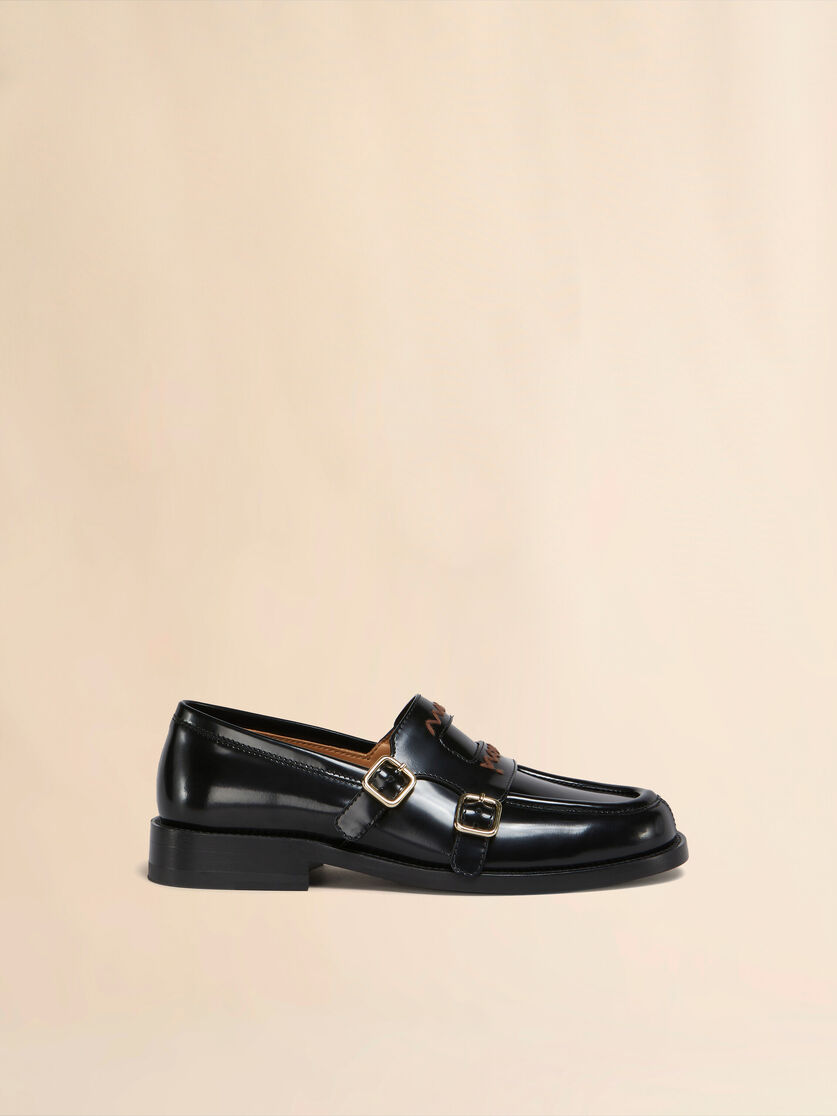 stutterheim x marni Black leather Bambi 3.0 loafer with double buckle