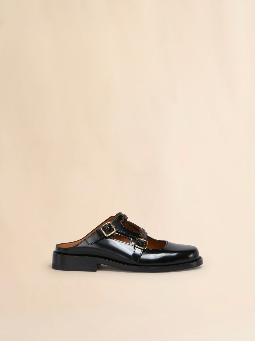 stutterheim x marni Black leather Bambi 3.0 loafer with double buckle