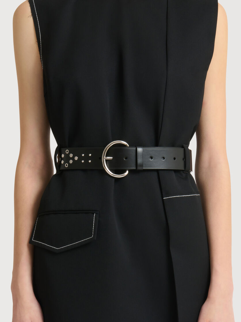 Stutterheim X Marni Black Leather Belt With Metal Studs