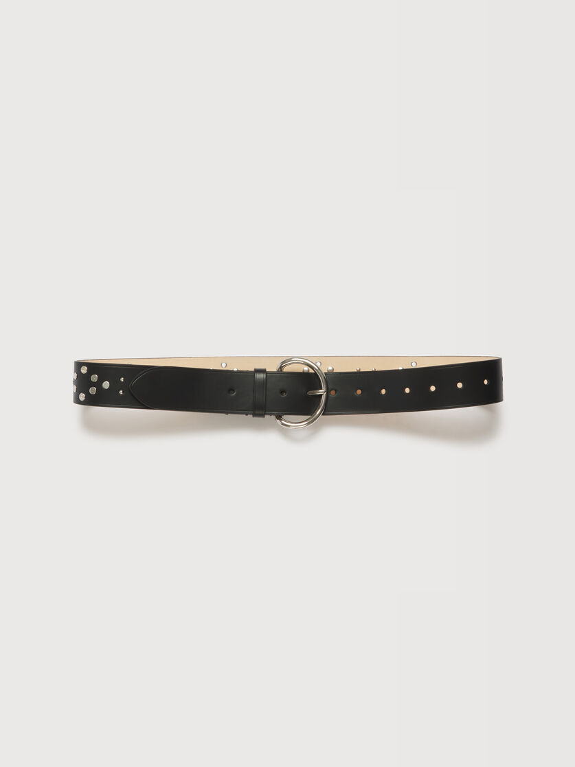 Stutterheim X Marni Black Leather Belt With Metal Studs