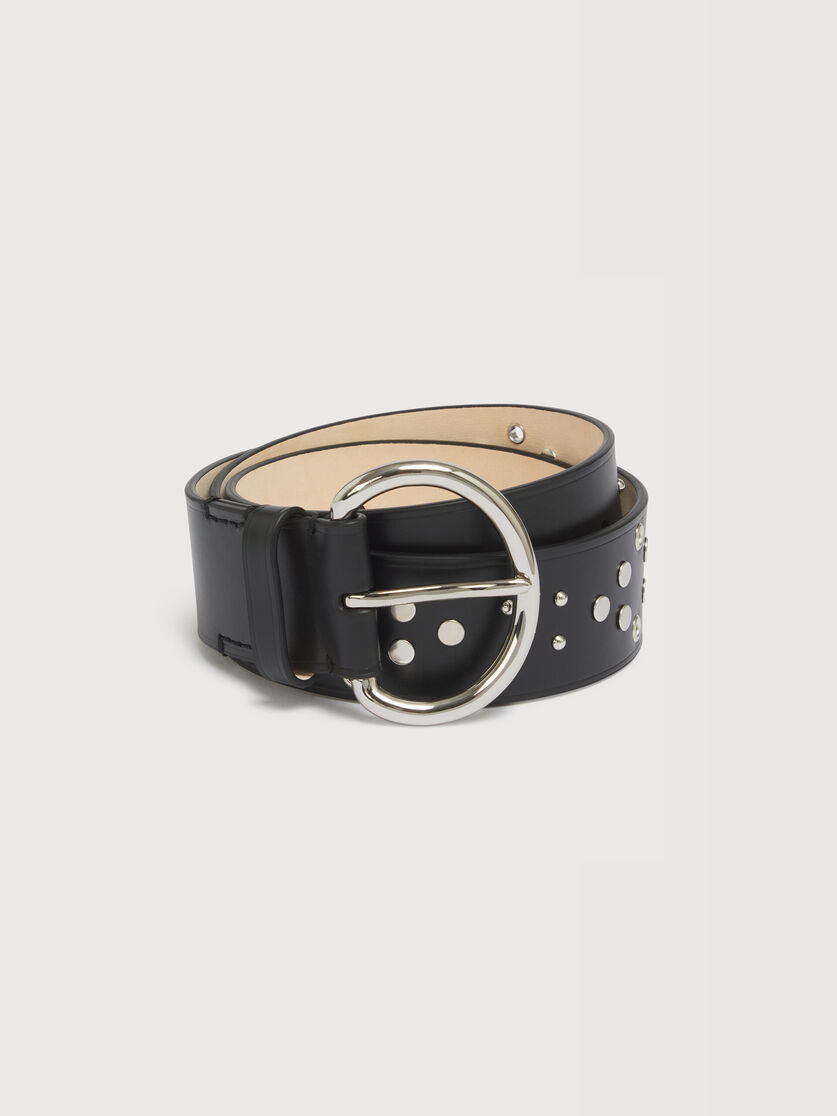 stutterheim x marni Black leather belt with metal studs