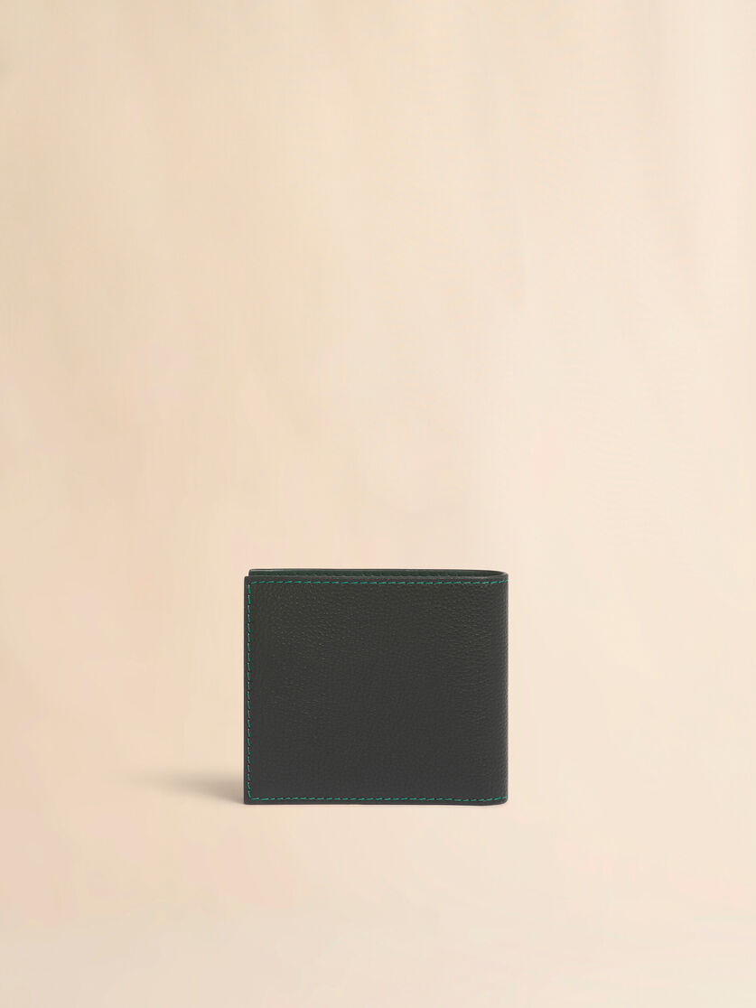 Stutterheim X Marni Black Leather Bifold Wallet With Contrast Stitching