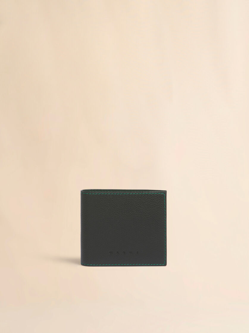 stutterheim x marni Black leather bifold wallet with contrast stitching