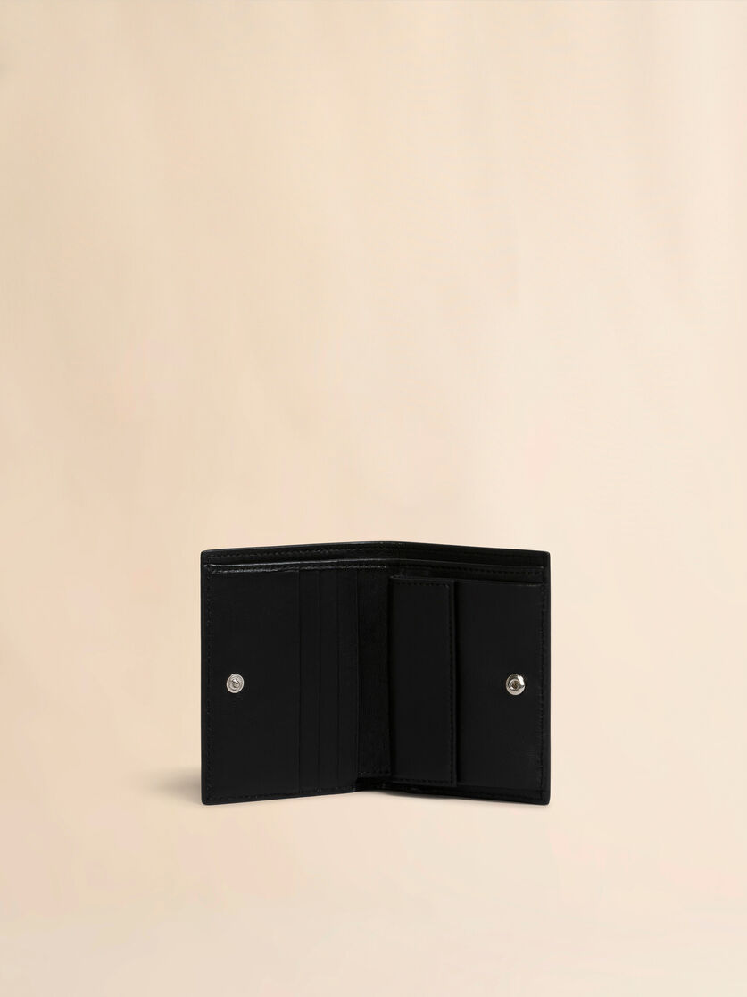 Stutterheim X Marni Black Leather Bifold Wallet With Marni Mending Embroidery
