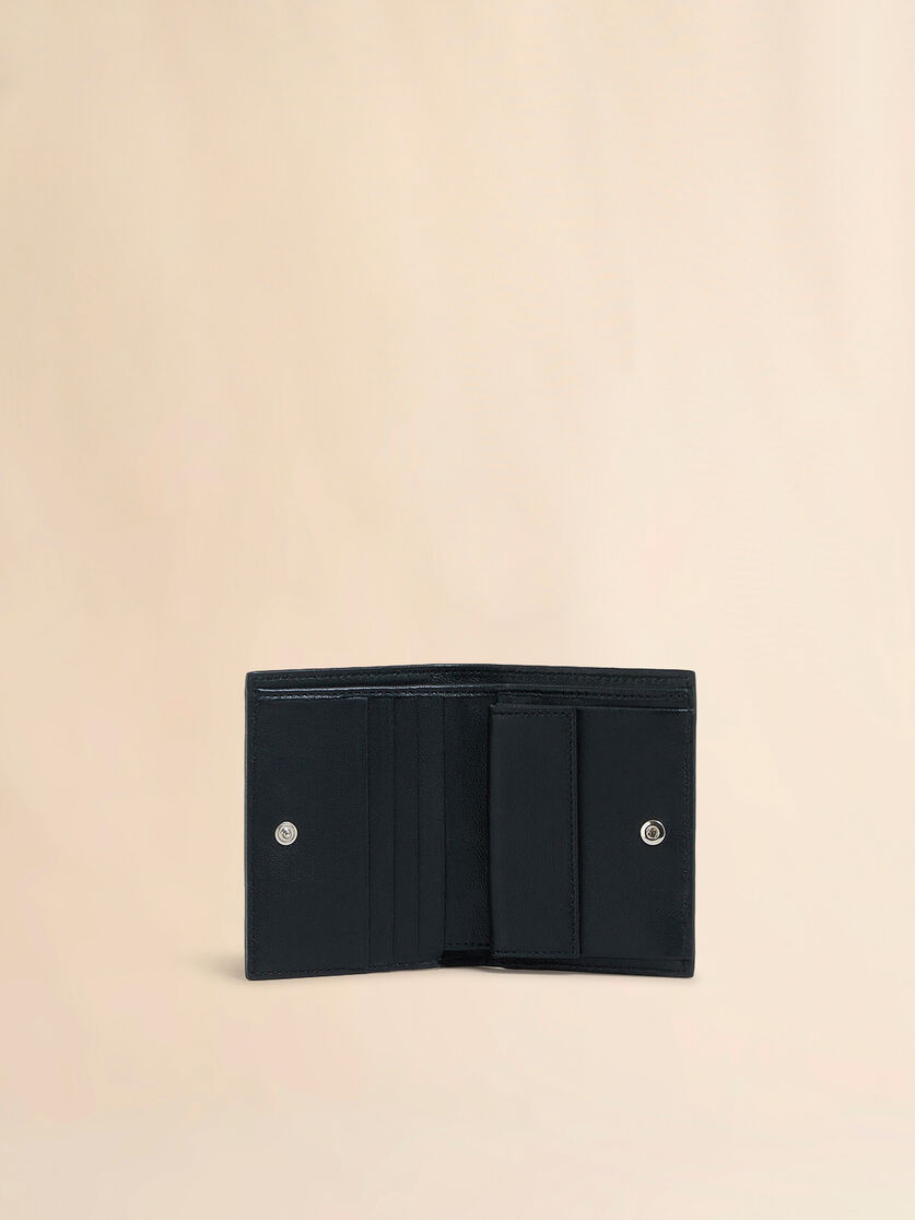 Stutterheim X Marni Black Leather Bifold Wallet With Marni Mending Embroidery