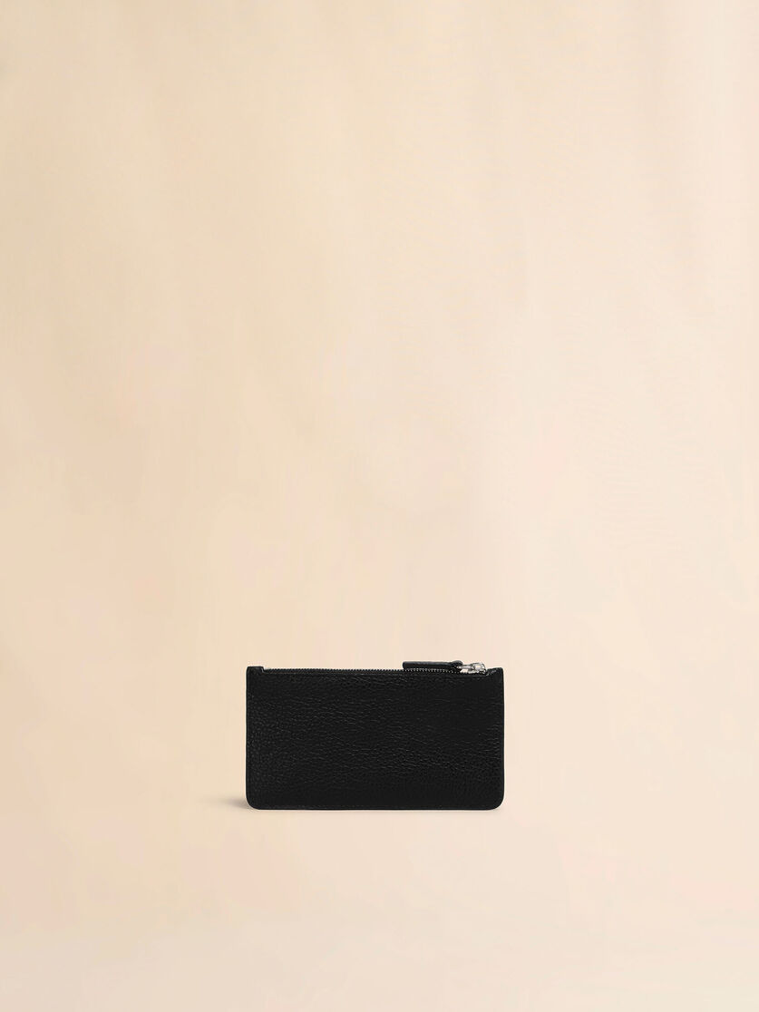 Stutterheim X Marni Black Leather Card Case With Marni Mending Embroidery