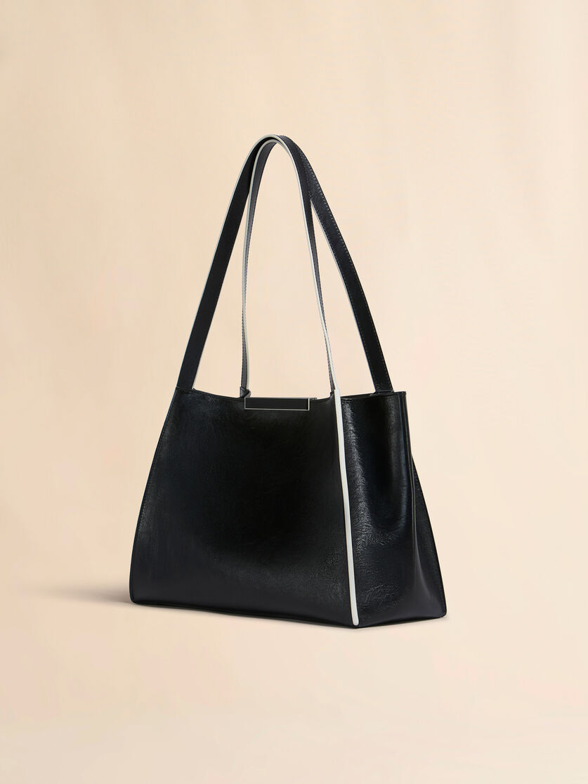 Stutterheim X Marni Black Leather Cresta E/W Small Tote Bag