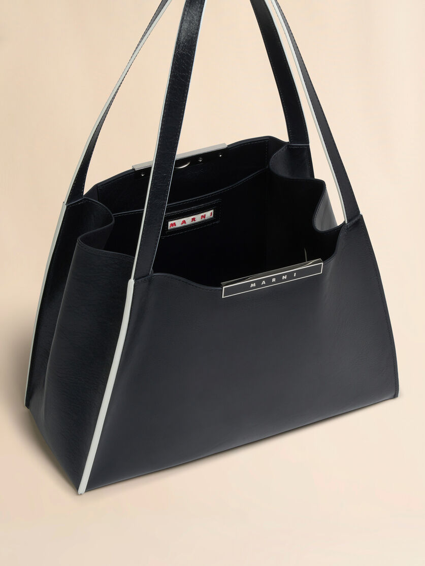 Stutterheim X Marni Black Leather Cresta E/W Small Tote Bag