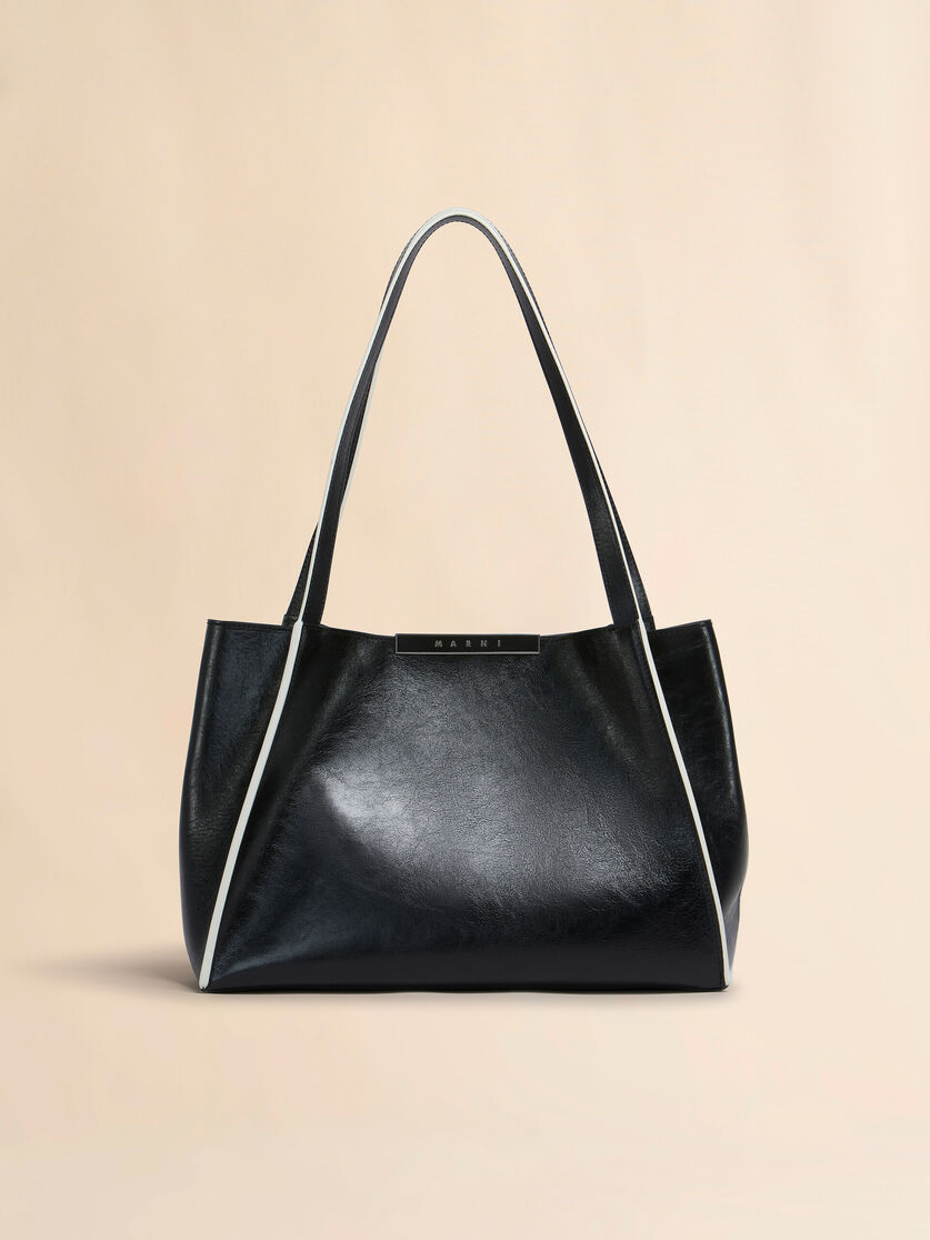 stutterheim x marni Black leather Cresta E/W small tote bag