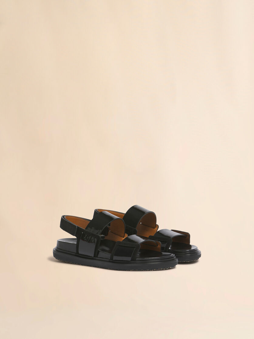 Stutterheim X Marni Black Leather Fussbett Double-strap Sandal