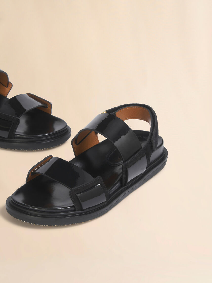 Stutterheim X Marni Black Leather Fussbett Double-strap Sandal
