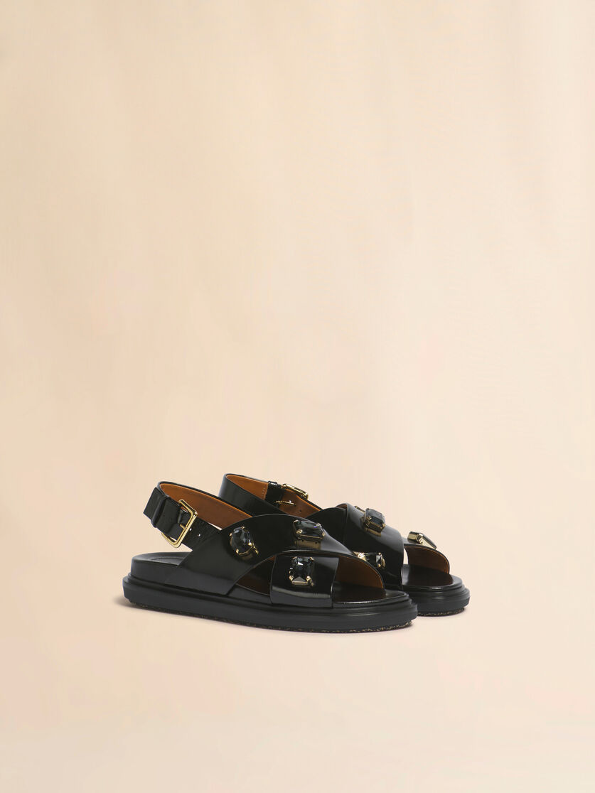 Stutterheim X Marni Black Leather Fussbett With Crystals