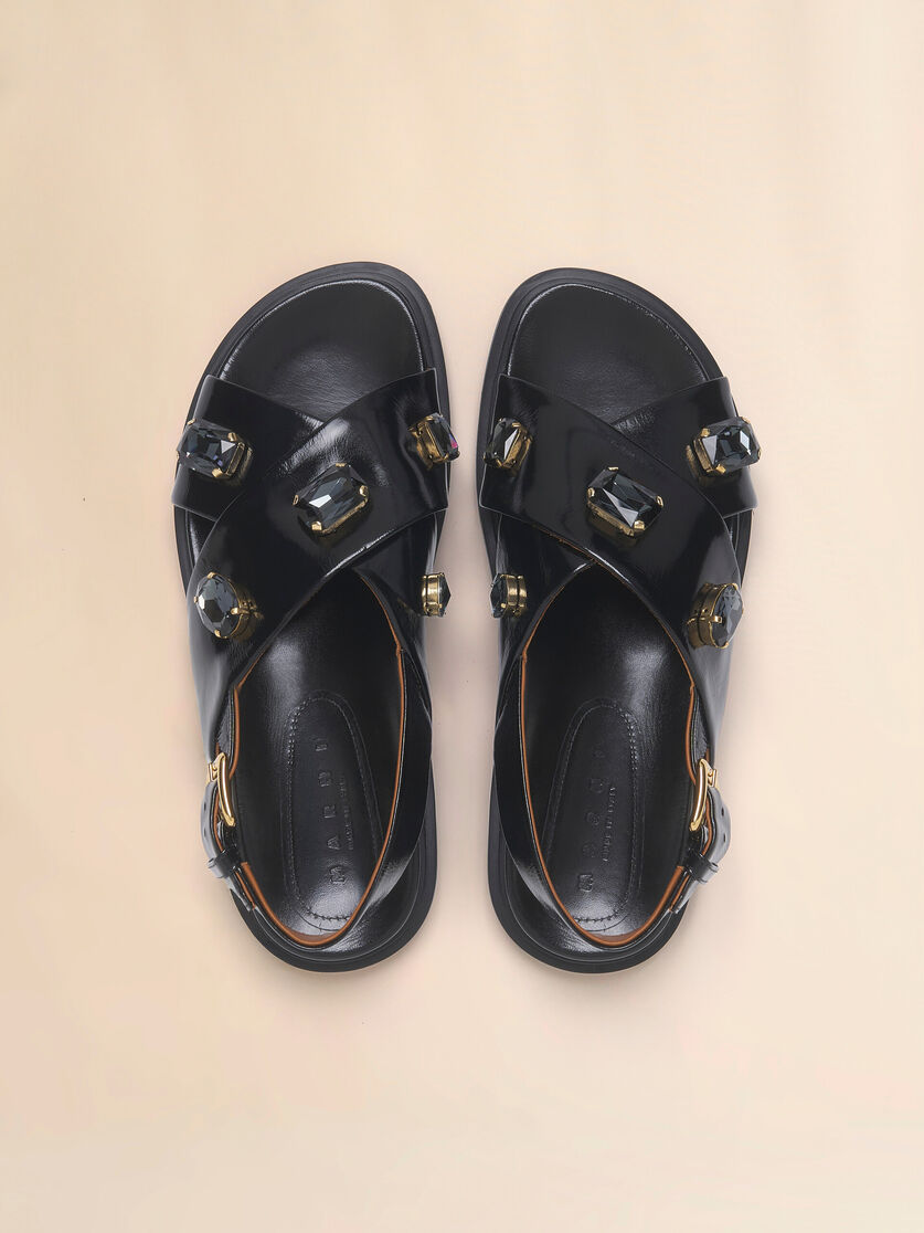 Stutterheim X Marni Black Leather Fussbett With Crystals