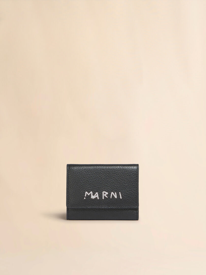 stutterheim x marni Black leather key holder with Marni Mending embroidery
