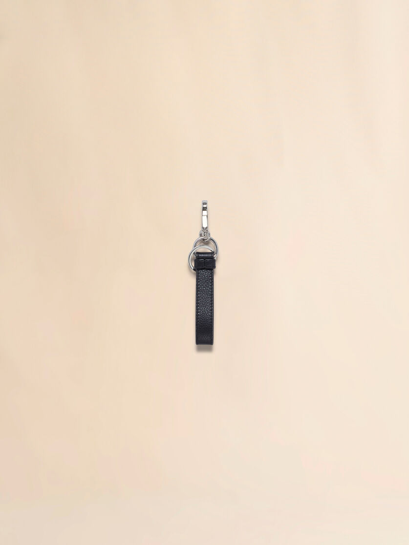 Stutterheim X Marni Black Leather Keyring With Marni Mending Embroidery