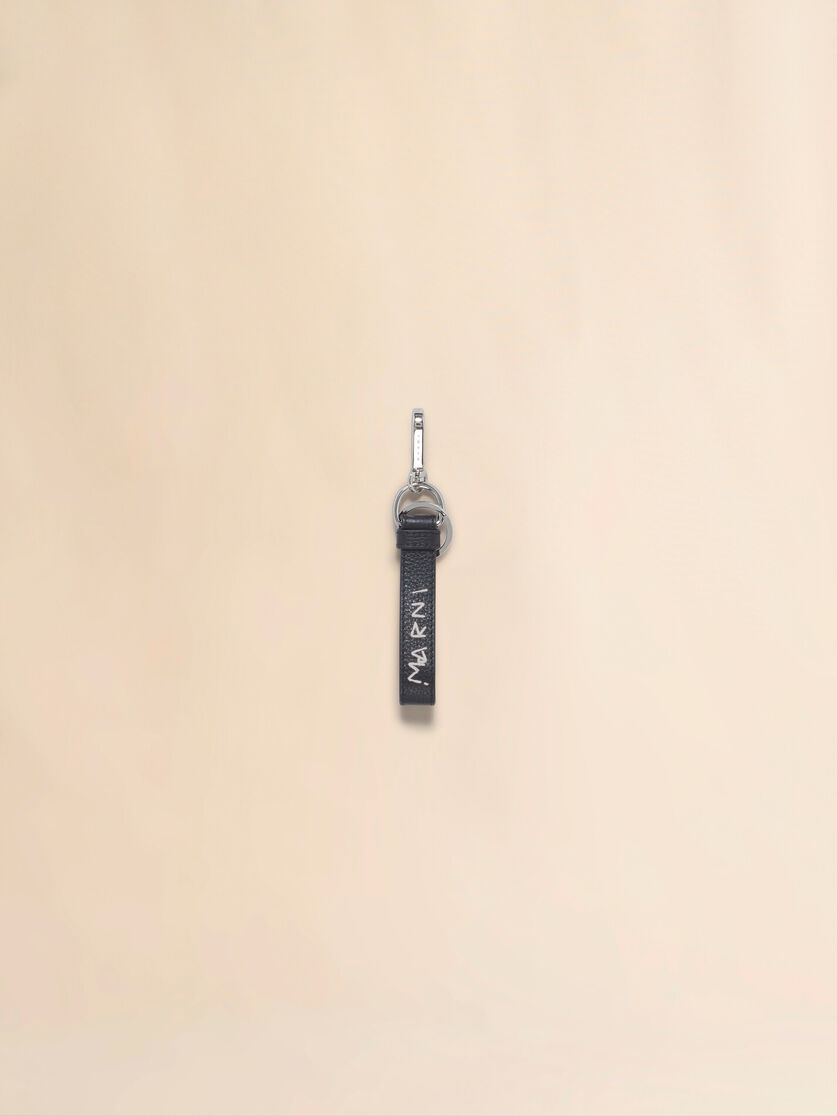 stutterheim x marni Black leather keyring with Marni Mending embroidery