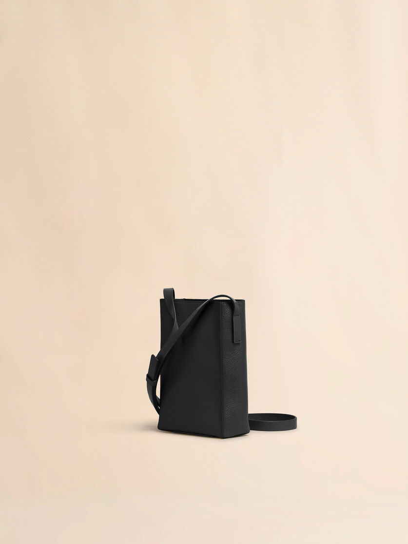 Stutterheim X Marni Black Leather Museo Nano Bag With Marni Symbol Embroidery