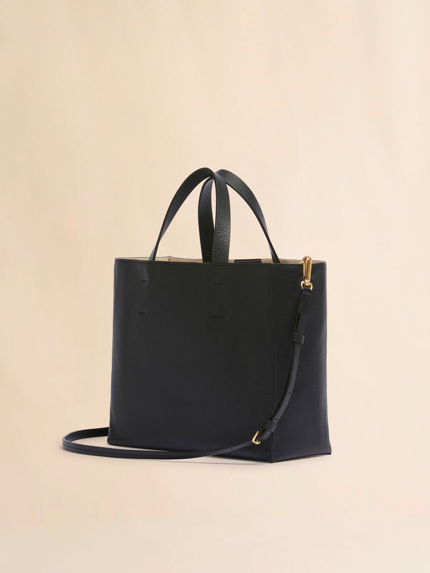 Stutterheim X Marni Black Leather Museo Soft Tote Bag With Marni Symbol Embroidery