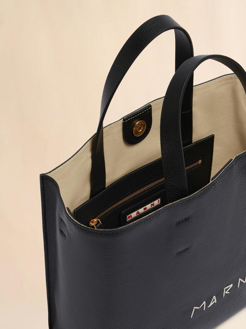 Stutterheim X Marni Black Leather Museo Soft Tote Bag With Marni Symbol Embroidery