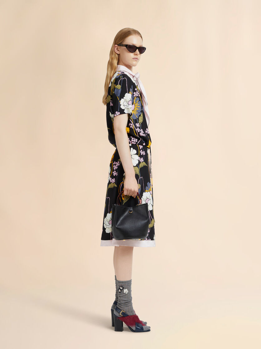 Stutterheim X Marni Black Leather Pannier Bucket Bag