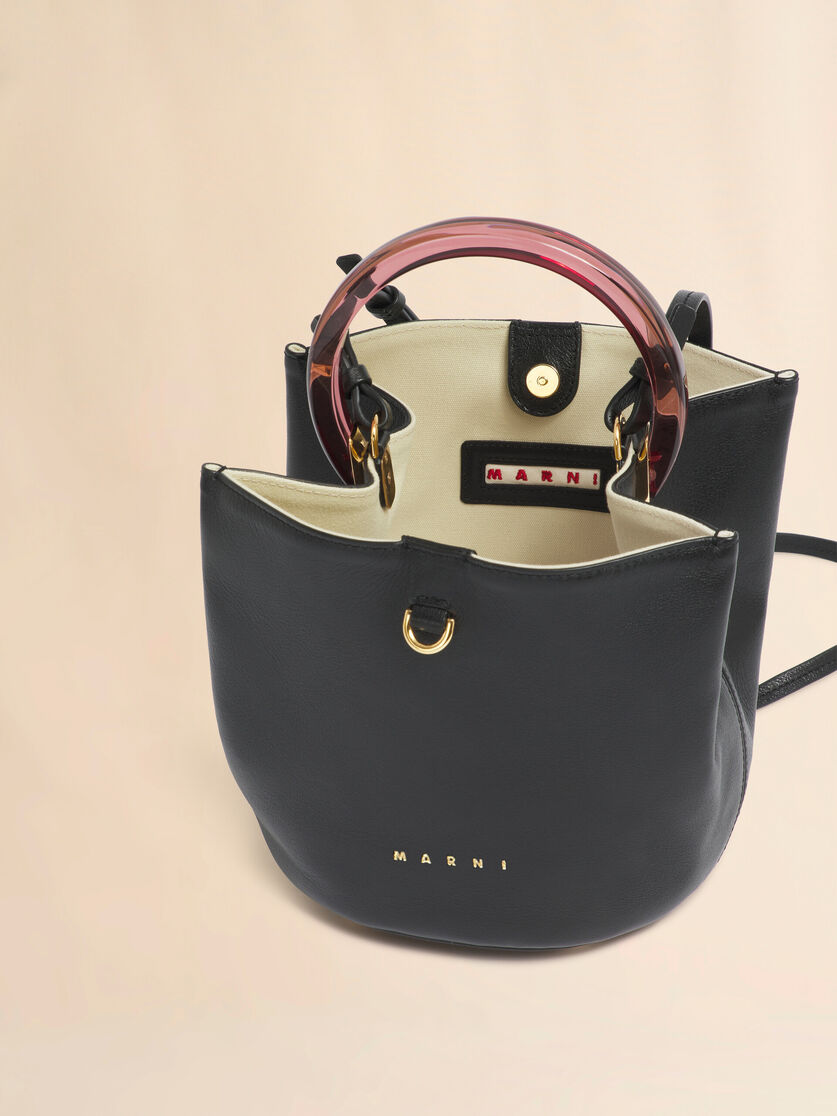 Stutterheim X Marni Black Leather Pannier Bucket Bag