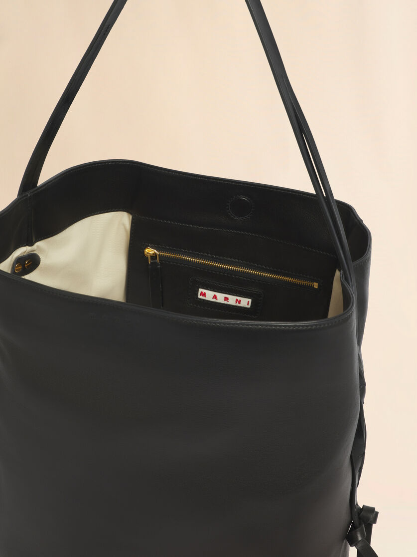 Stutterheim X Marni Black Leather Pod 2.0 Large Hobo Bag