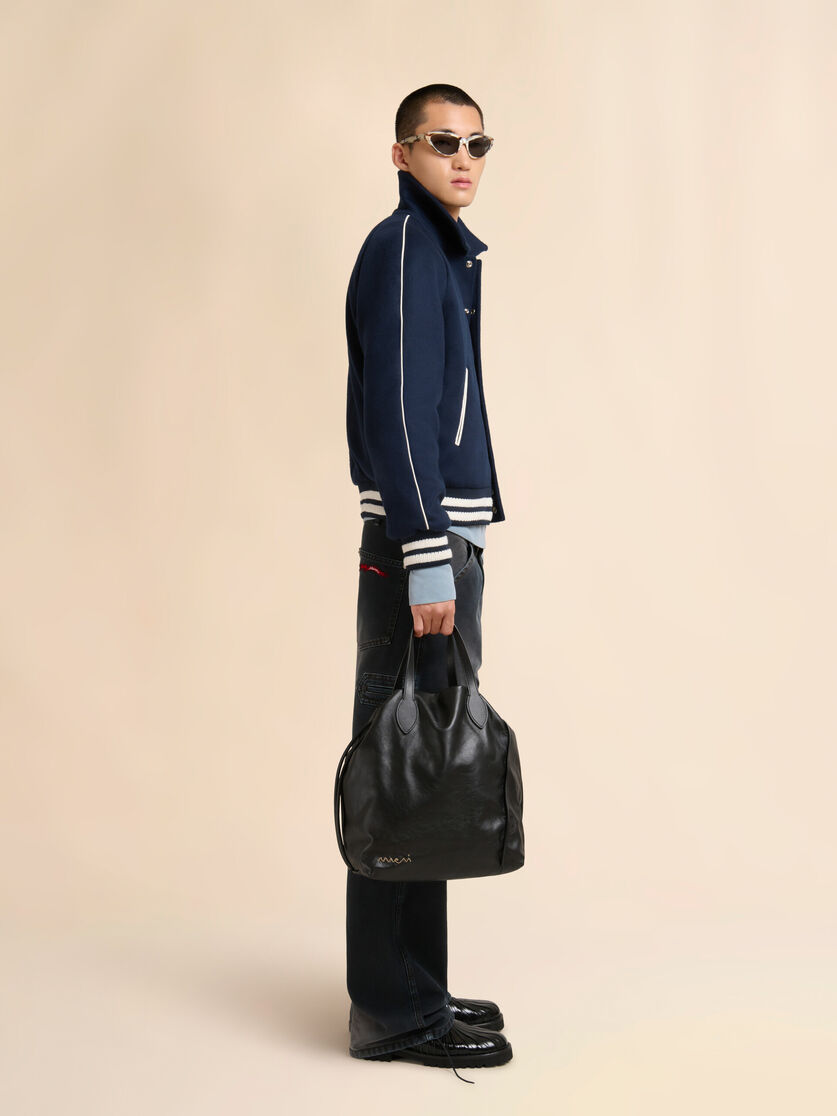 Stutterheim X Marni Black Leather Scrunchie Backpack