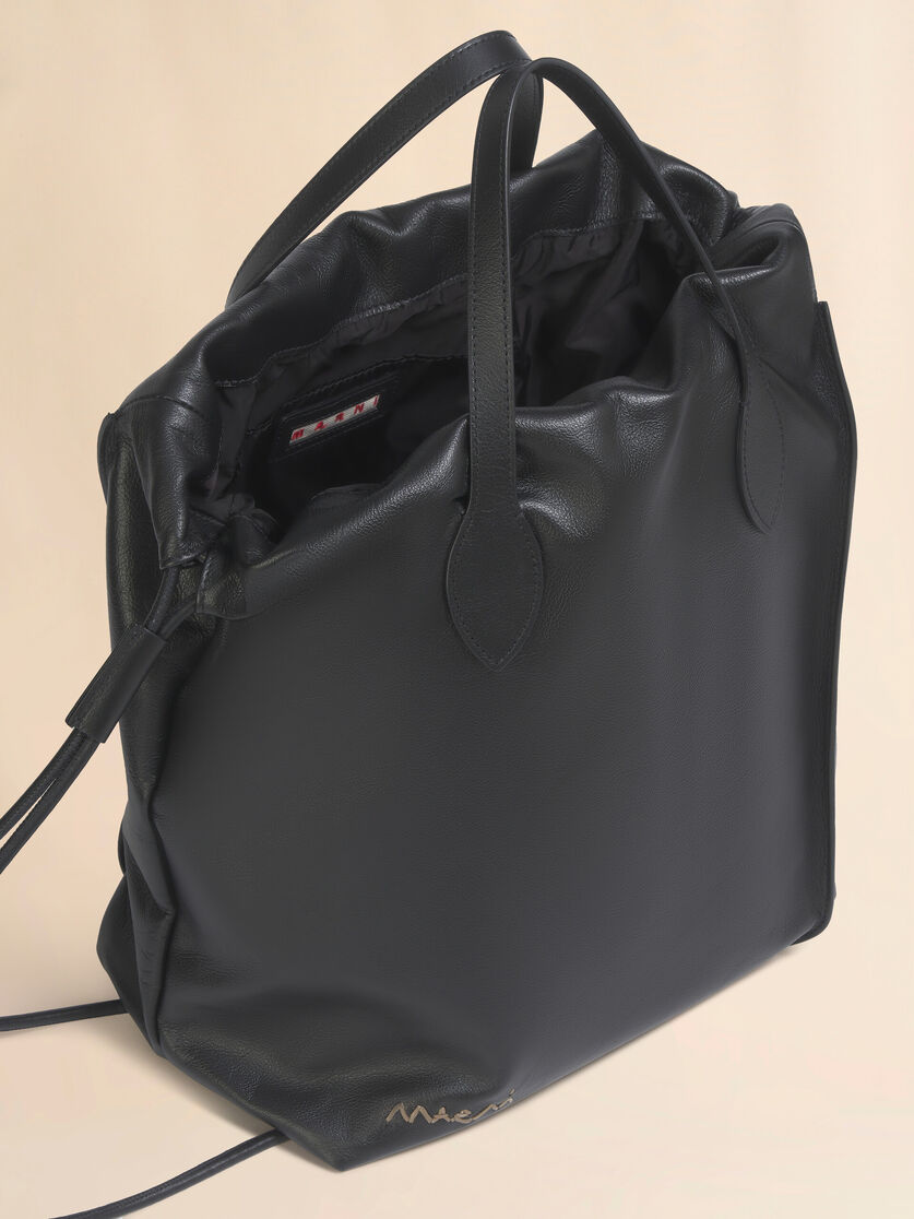 Stutterheim X Marni Black Leather Scrunchie Backpack
