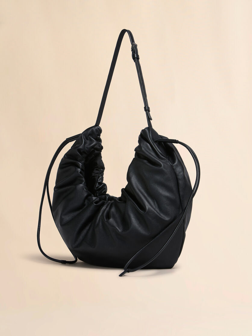 Stutterheim X Marni Black Leather Scrunchie Medium Hobo Bag