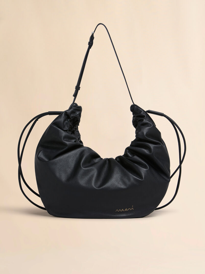 stutterheim x marni Black leather Scrunchie medium hobo bag