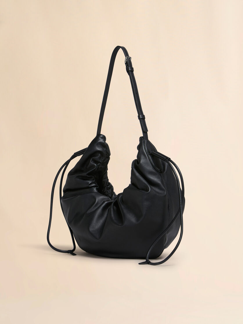 Stutterheim X Marni Black Leather Scrunchie Small Hobo Bag