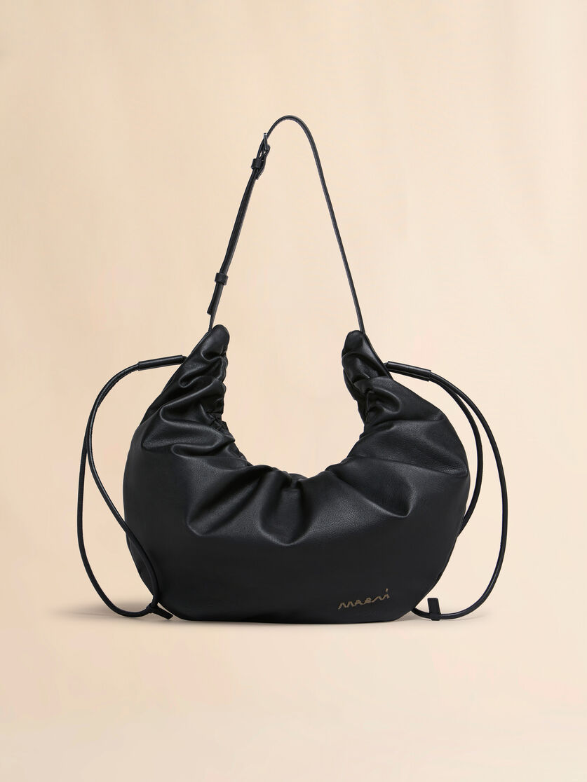 stutterheim x marni Black leather Scrunchie small hobo bag