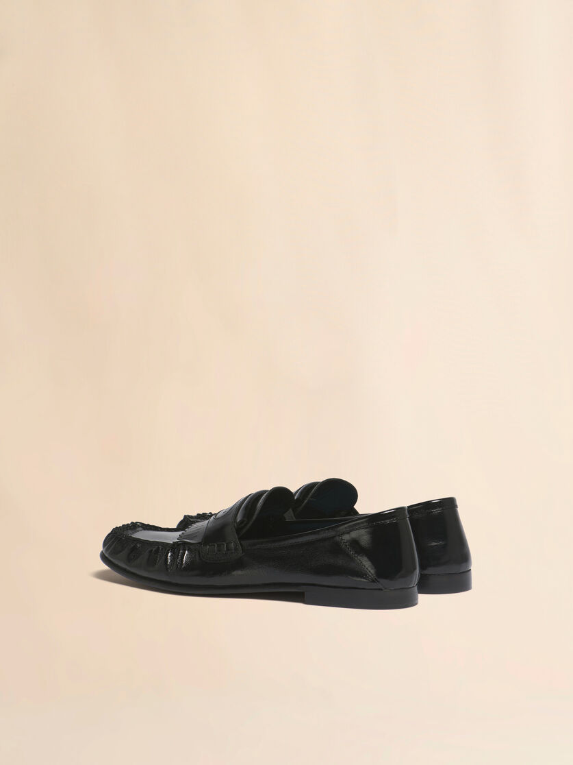 Stutterheim X Marni Black Leather Tassel Loafer With Collapsible Heel