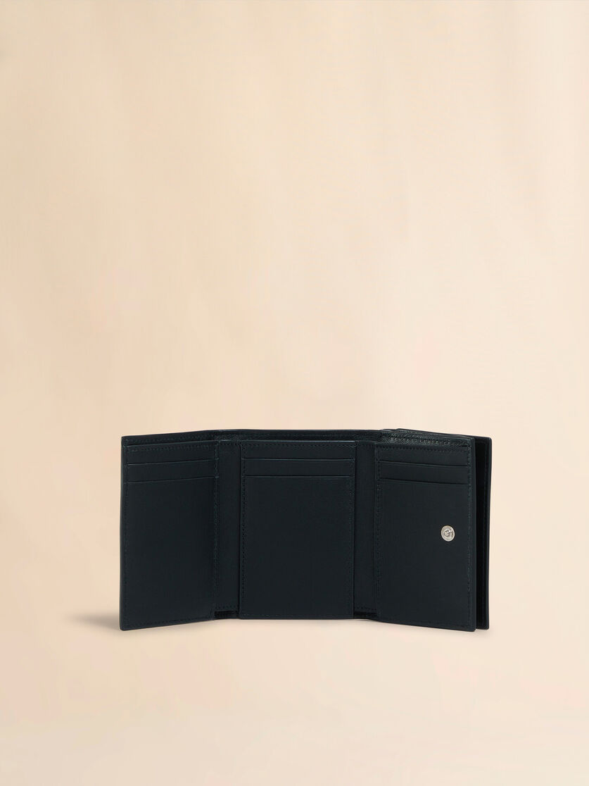 Stutterheim X Marni Black Leather Trifold Wallet With Marni Mending Embroidery