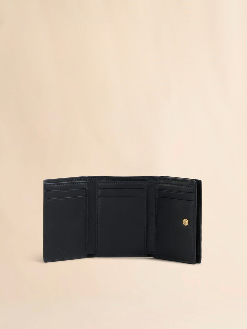 Stutterheim X Marni Black Leather Trifold Wallet With Marni Symbol Logo