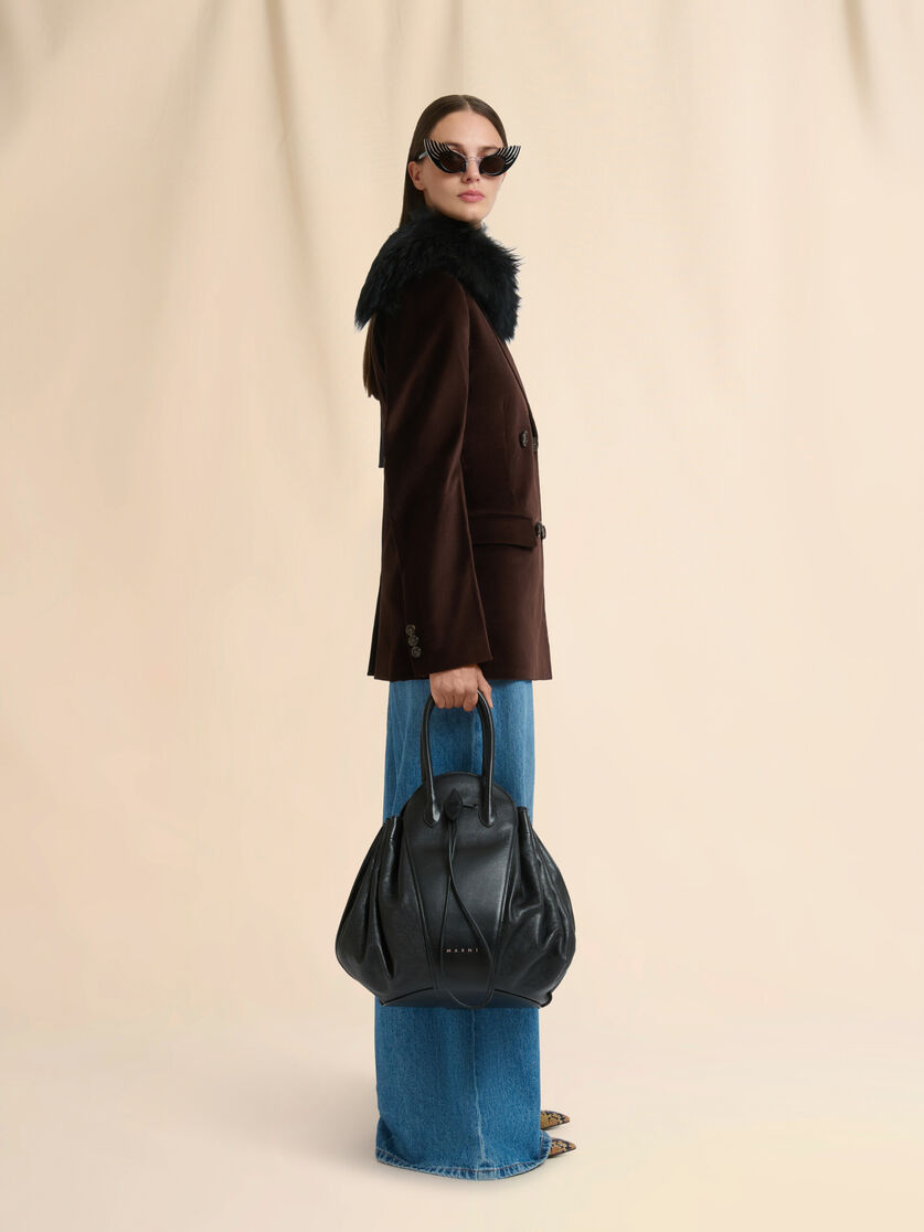 Stutterheim X Marni Black Leather Tulipea Large Handbag