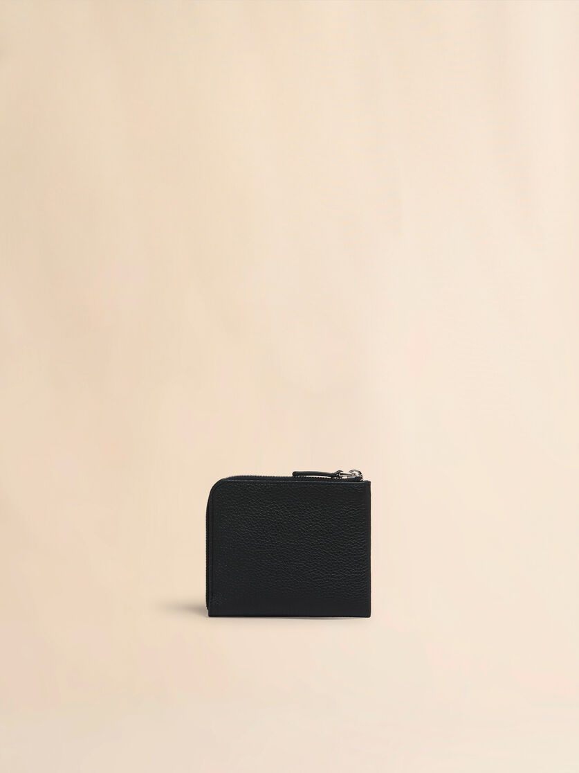 Stutterheim X Marni Black Leather Zip-around Wallet With Marni Mending Embroidery