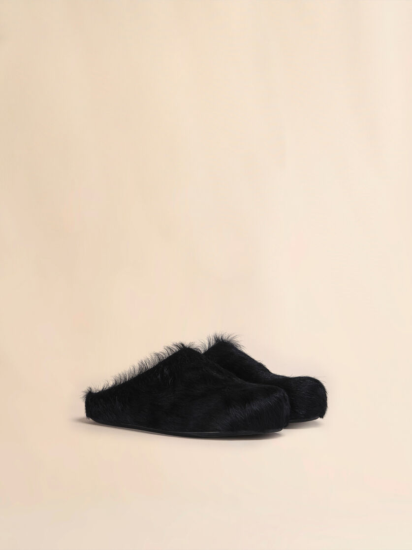Stutterheim X Marni Black Long Hair Calfskin Fussbett Sabot