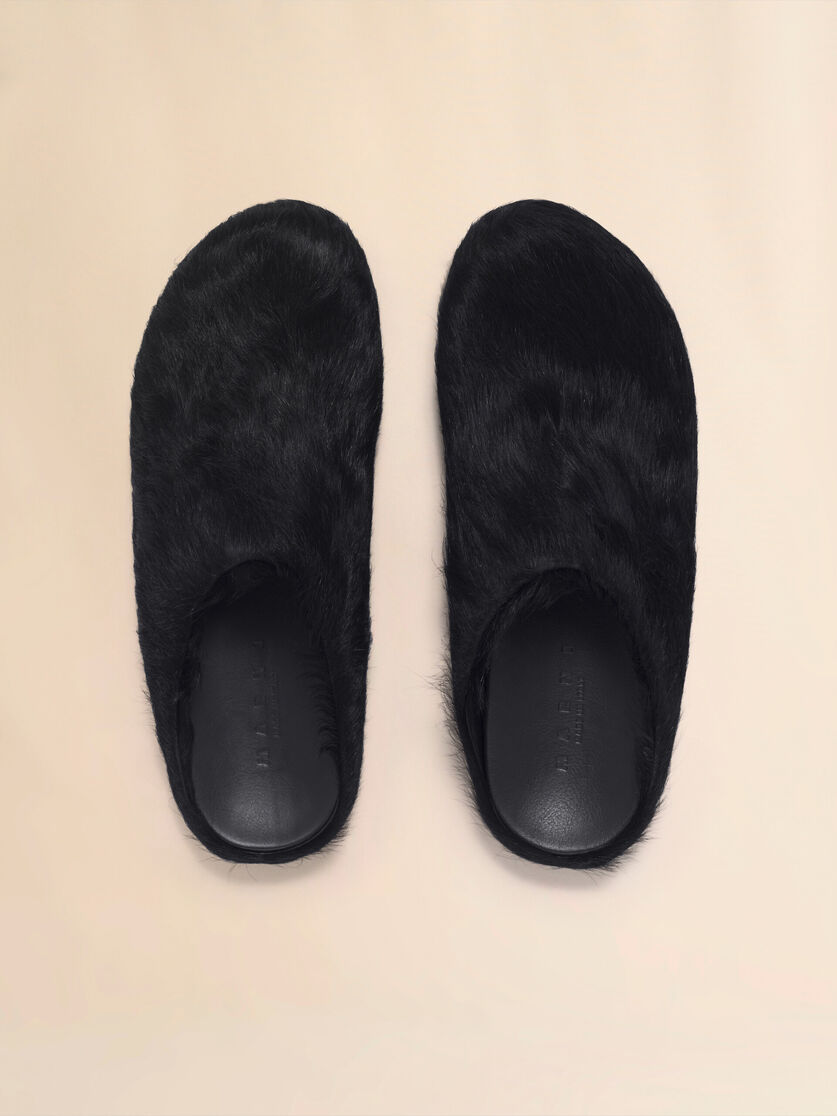 Stutterheim X Marni Black Long Hair Calfskin Fussbett Sabot