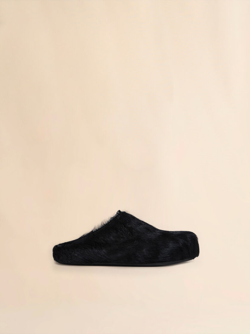 stutterheim x marni Black long hair calfskin Fussbett sabot