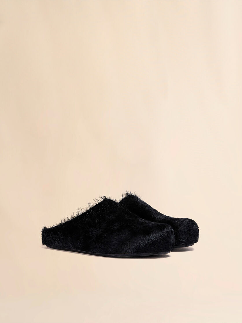 Stutterheim X Marni Black Long Haircalfskin Fussbett Sabot